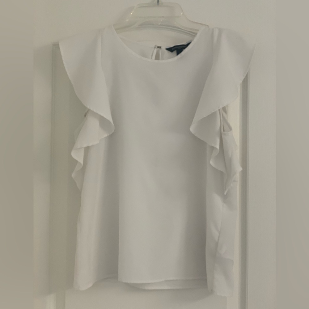 White Ruffle Banana Republic Blouse